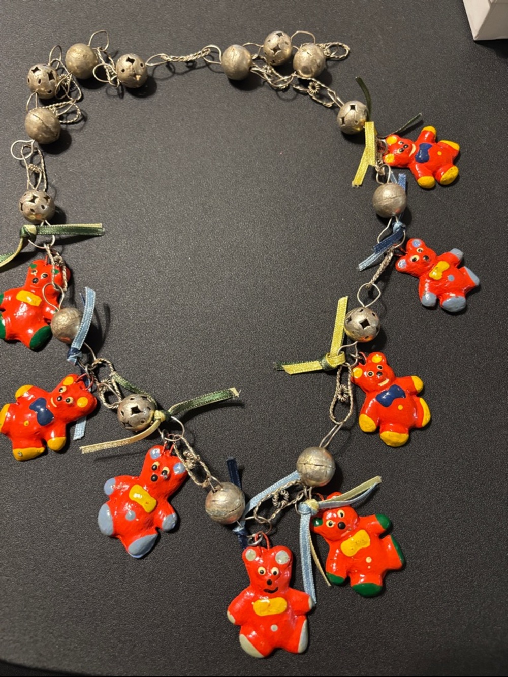 Red Bear Charm‎ Necklace, Mexican Wedding Necklace, Artisan Vintage Necklace